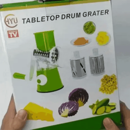 Tabletop Drum Grater/Cutter – Effortless Grating and Slicing for Every Meal!
