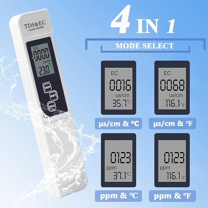 3-in-1 TDS, EC & Temperature Meter – Accurate Water Quality Tester