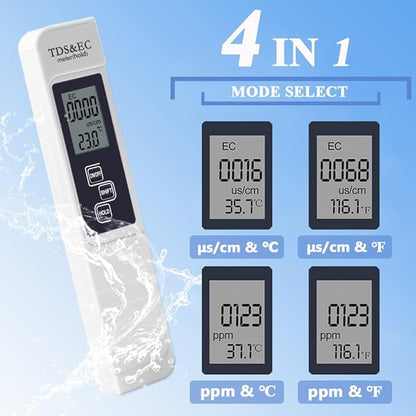 3-in-1 TDS, EC & Temperature Meter – Accurate Water Quality Tester