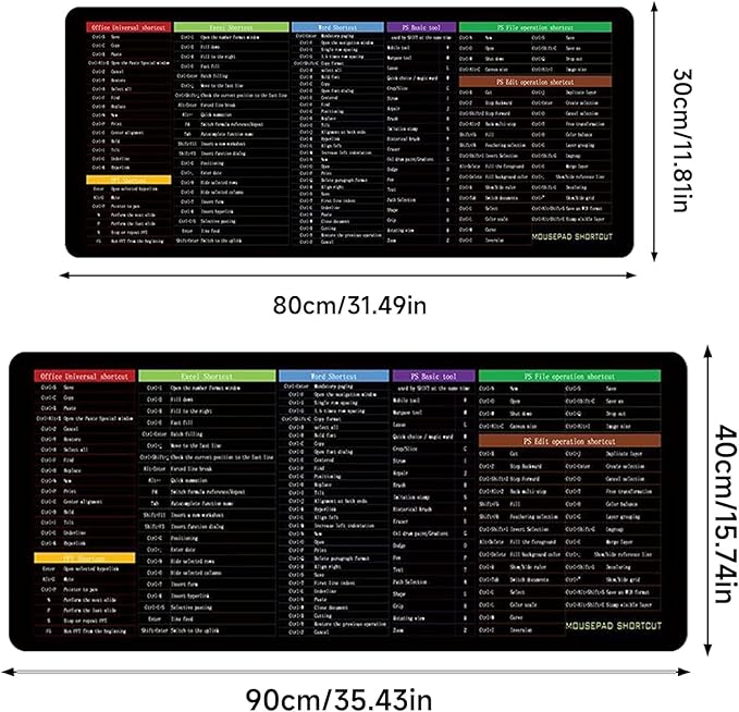 Keyboard Shortcut Mat & Mouse Pad – Maximize Productivity and Comfort While You Work!
