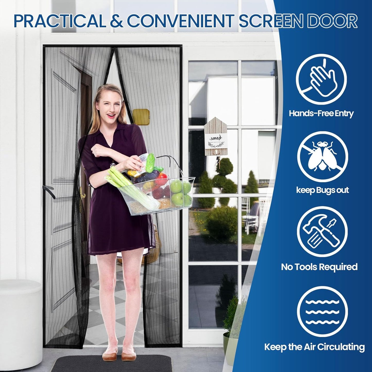 Magnetic Net Door For Mosquitos – Keep Mosquitos Out, Fresh Air In!