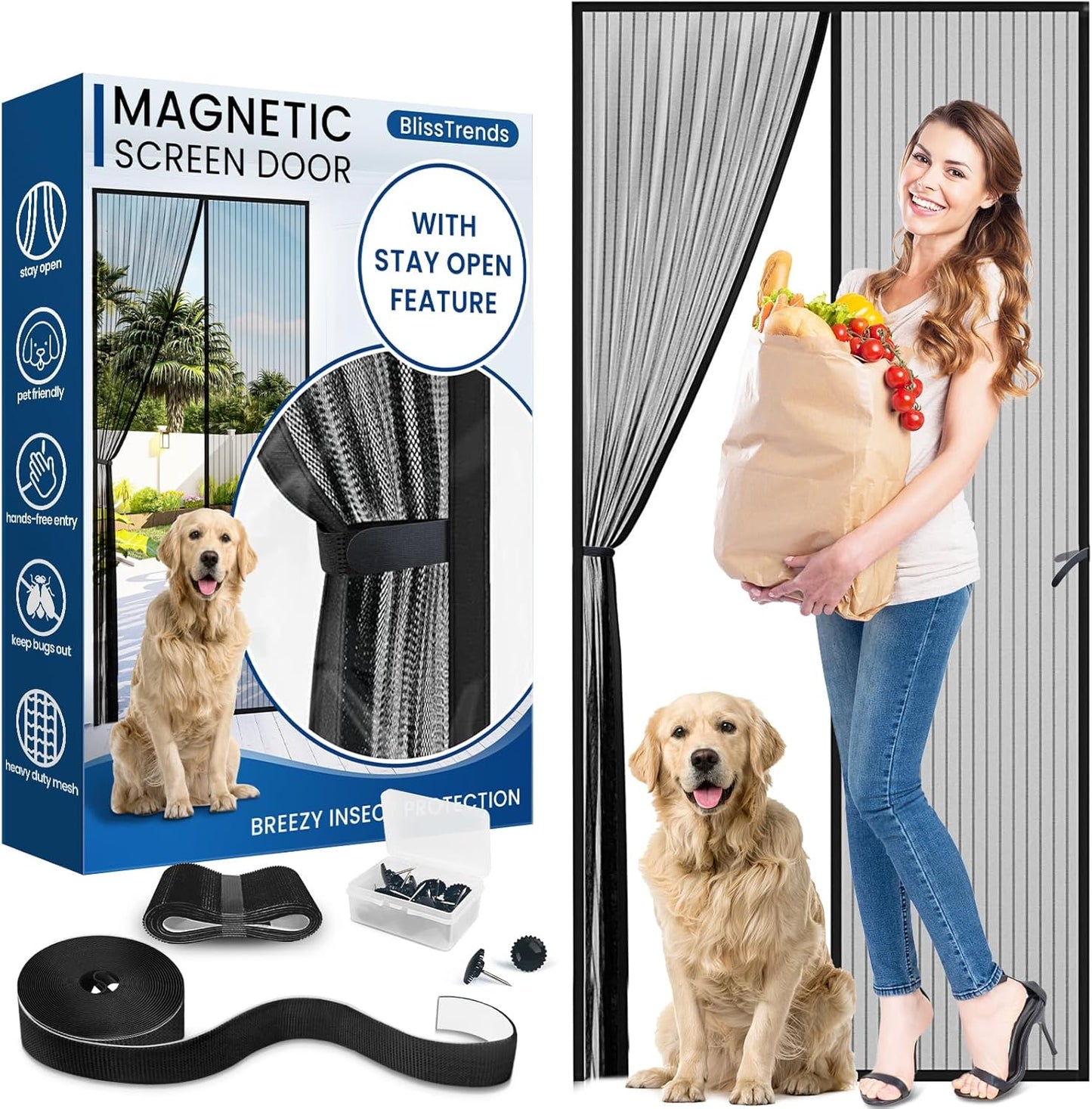 Magnetic Net Door For Mosquitos – Keep Mosquitos Out, Fresh Air In!