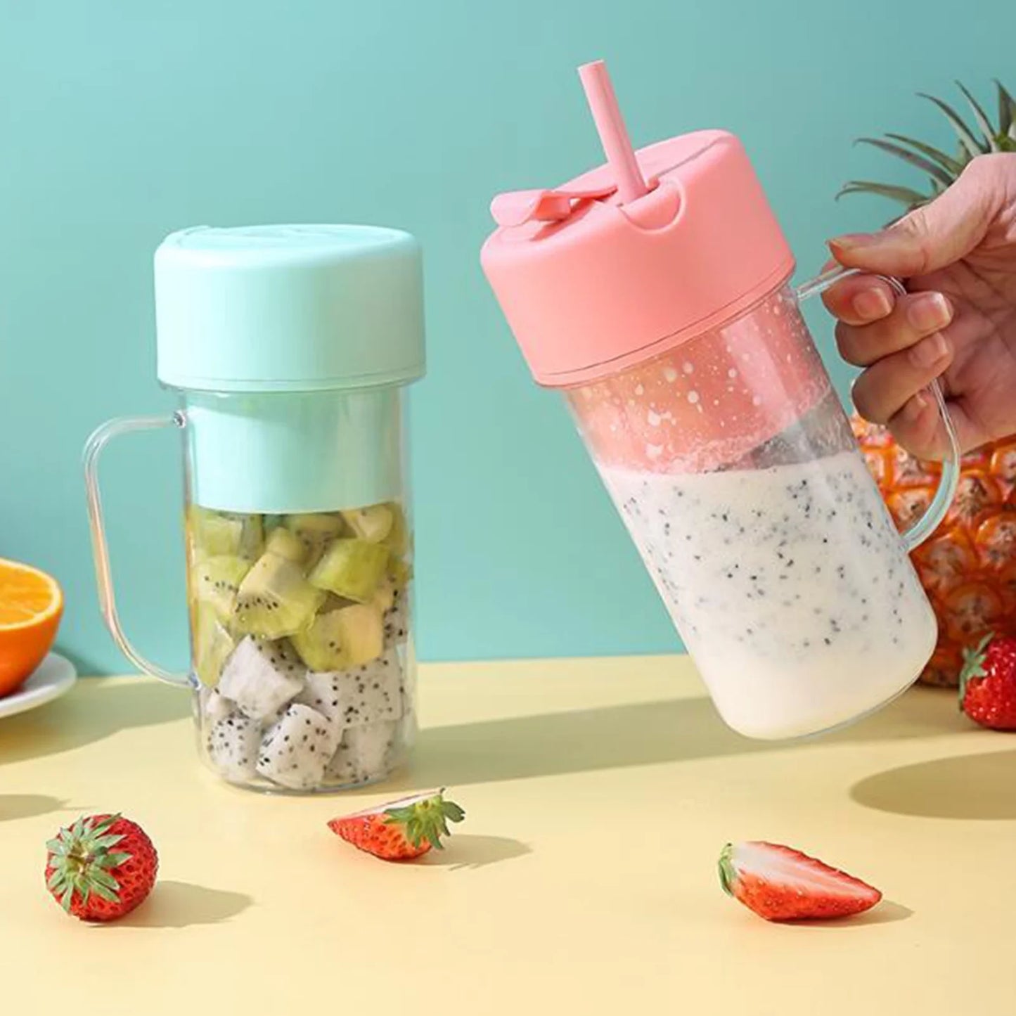 Portable Rechargeable Mini Straw Juicer – Fresh Juice Anywhere, Anytime!